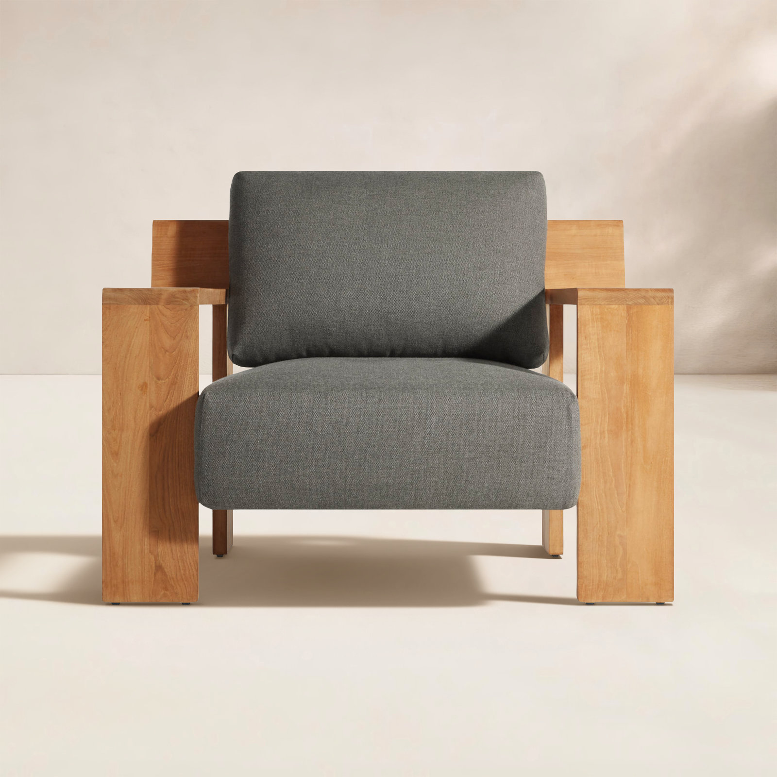 Ridge Teak Outdoor Lounge Chair, Toohey Charcoal