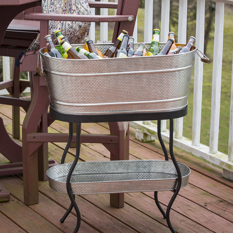 Hebb TableCraft Brickhouse Collection 12.75-Gallon Stainless Steel Beverage Tub Set, Includes Stand & Accessories