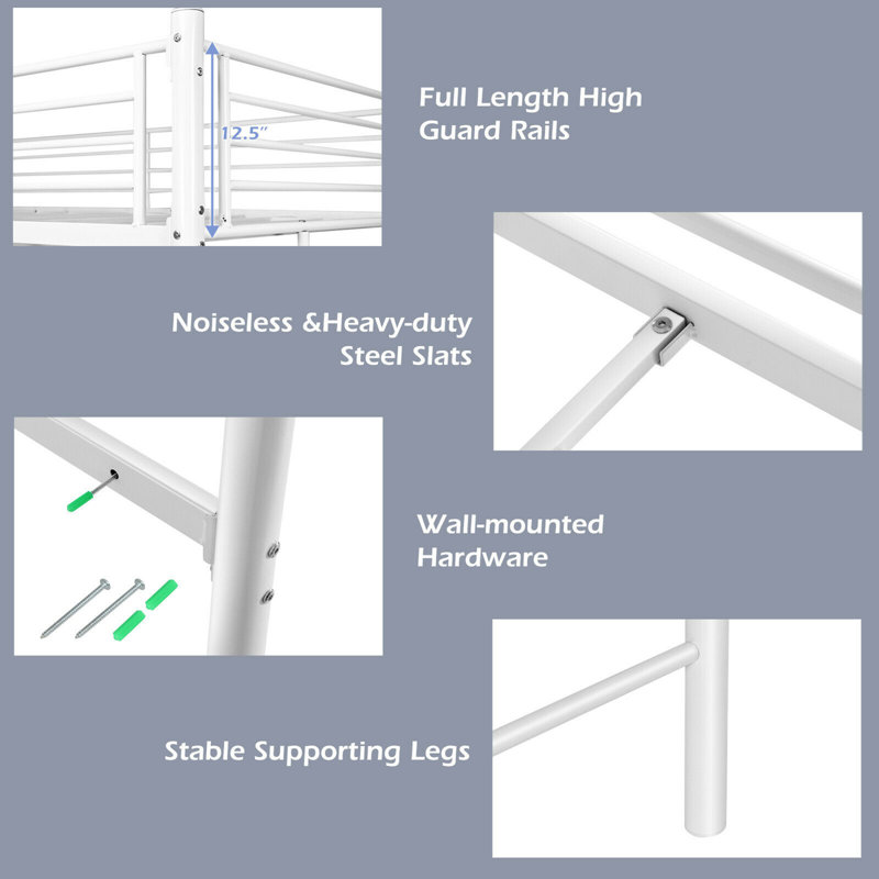 Blume Juliano 71.5" Steel Bed Frame, White
