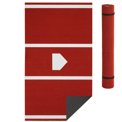 Tapis de frappeur, tapis de baseball de 12 pi x 6 pi avec plaque de base, surface anti-décoloration et envers antidérapant en caoutchouc, tapis à gazon Batters Box pour l'entraînement en plein air intérieur