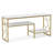 White Sofa Table, Narrow Entryway Table With Storage Shelf, Faux Marble Top Console Table