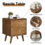 Table de chevet en bois massif avec 2 tiroirs, table de chevet moderne Mid-Century, tables de chevet en bois de noyer pour la chambre à coucher