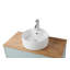 Meuble-lavabo mural 36 po à deux tiroirs + une porte. Armoire bleue + plateau en bois massif, lavabo rond en céramique, design minimaliste moderne, pour salle de bain