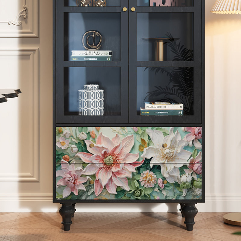 Vitrine en bois massif Floral