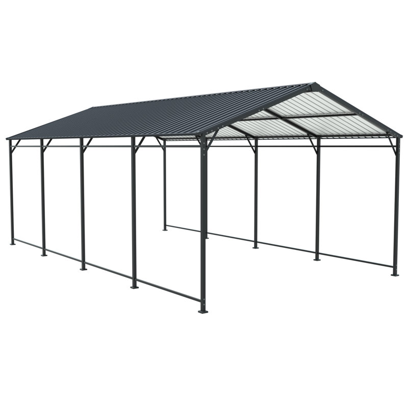 12*21 Ft, Large, Heavy Duty, Metal Carport, Cars, Boats, Easy Assembly, Flat Terrain Galvanized Roof, To Install, Concrete