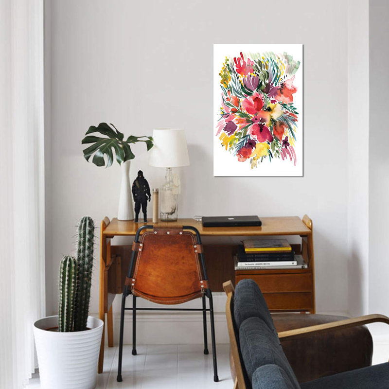 « floral bouquet v », reproduction sur toile, H 40 po x l 26 po x P 1,5 po, Toile tendue, Pas de tapis