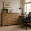 Commode double à 7 tiroirs Farmhouse avec grain de bois naturel pour le rangement dans la chambre à coucher