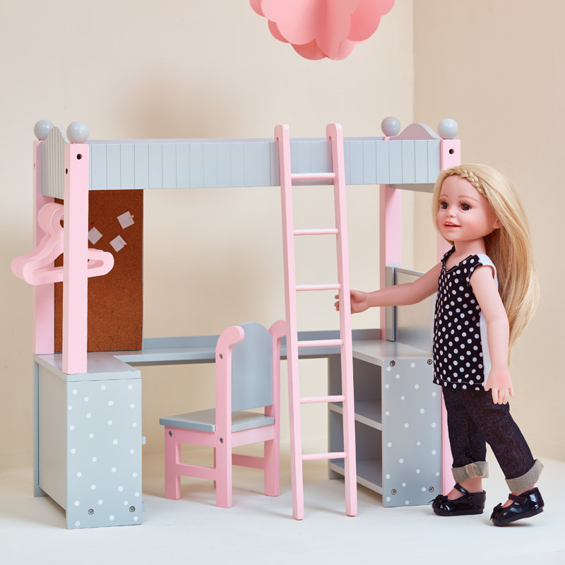 Olivia's Little World - Polka Dots Princess 18" Doll College Dorm Double Bunk Desk