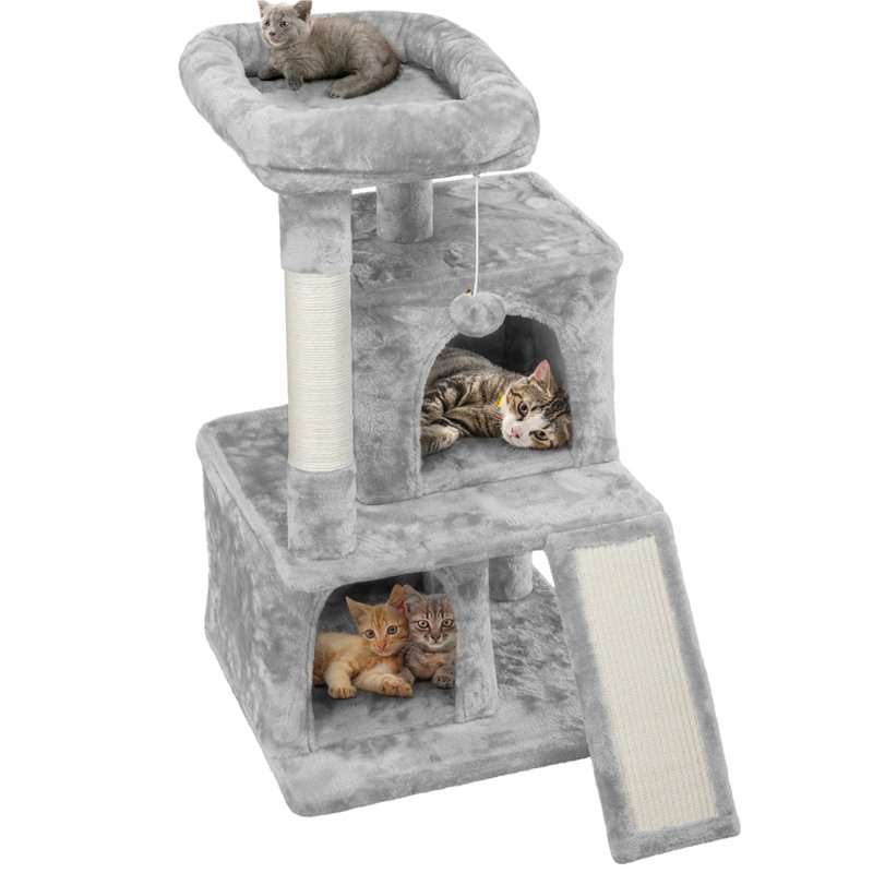 91cm H Multilevel Cat Tower, Light Grey