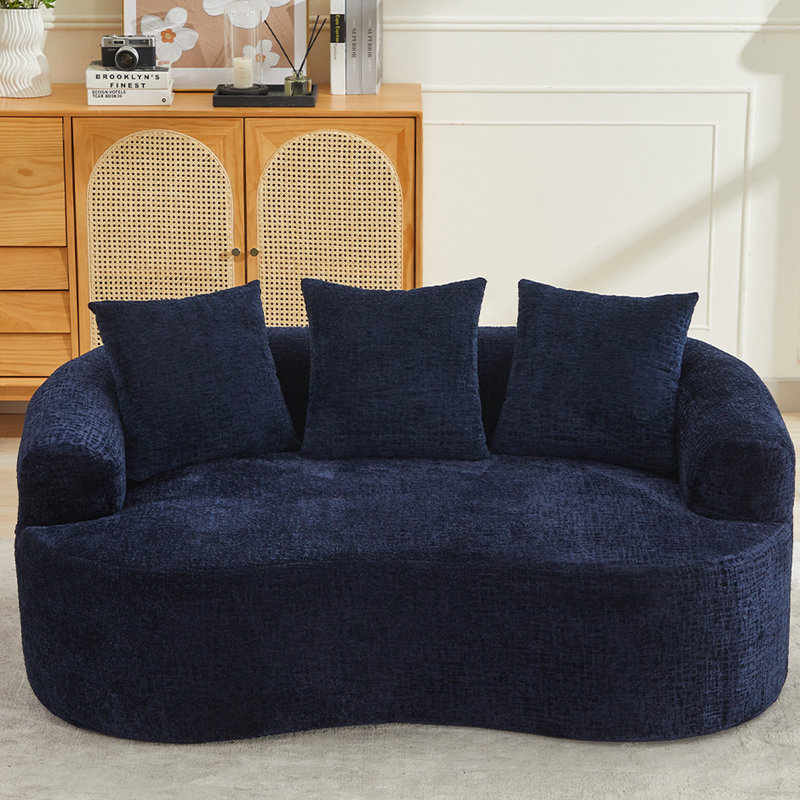 Courbé, chenille bleue, 3 coussins, sans assemblage, mousse à mémoire de forme pour une détente confortable, réunions de famille idéales, chenille avec siège et appartement profond, assemblage requis, coussins, animaux de compagnie
