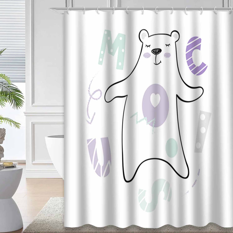 Rideau de douche avec 12 crochets Dancing Bear, L 72 po x l 84 po