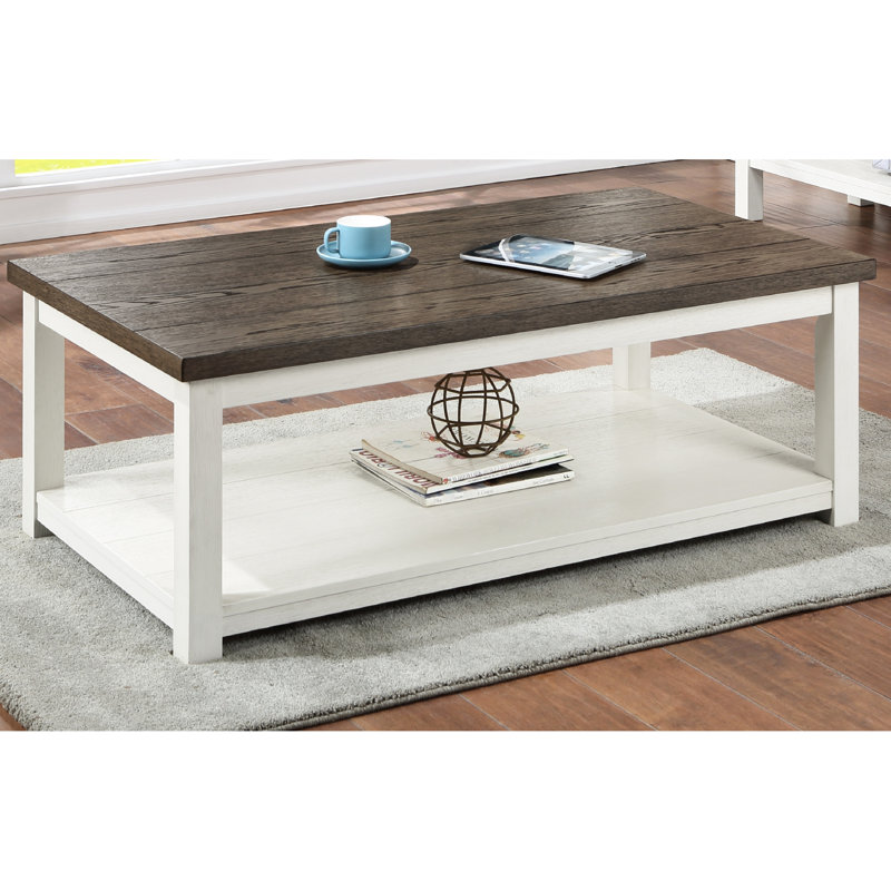 Style avec table basse rectangulaire, brun et blanc