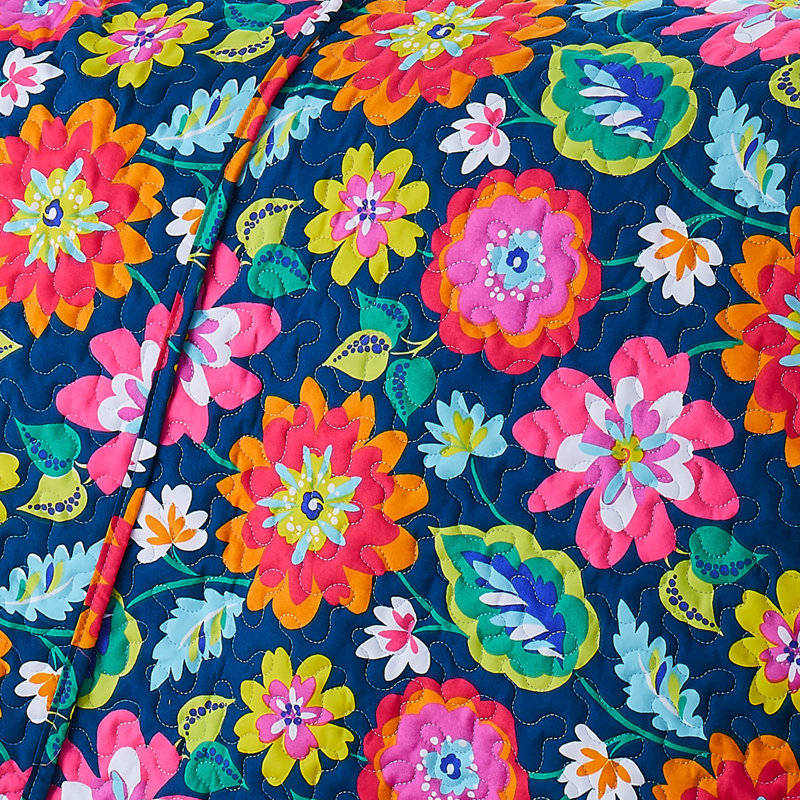 Folk Microfiber Quilt Set, Queen Quilt + 2 Shams
