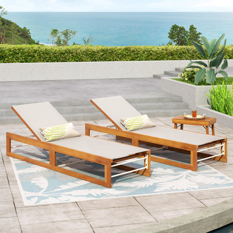 Chaise longue (ensemble de 2), Beige