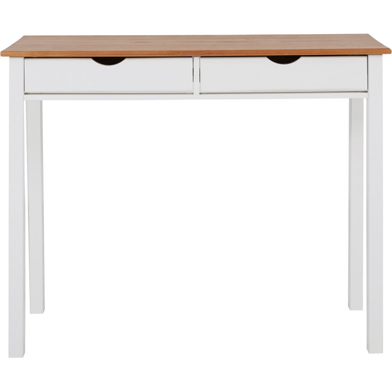 Waddell Solid Wood Writing Desk, 80cm H x 100cm W x 50cm D, White, Oak