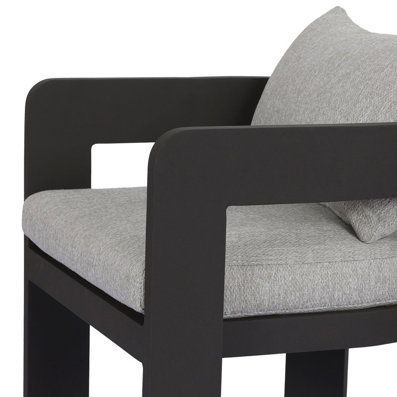 Jackson Outdoor Dining Armchair, Concha Fog/Dark Gray