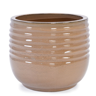 3 Ceramic Flowerpots With Antique Bronze Finish, Frost - , Heat All Weather Performance, Built In Drainage, Ideal For Flowers Planter Of 3, Modern Design Bronze, Use, Drainage Hole