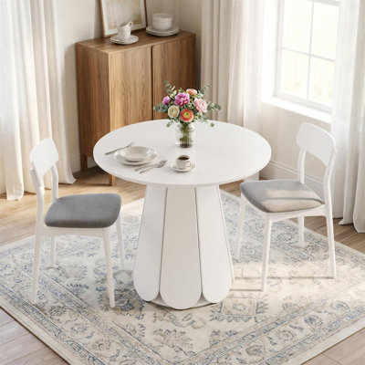 Table de salle à manger ronde 31,5 po pour 2 à 4 personnes, petite table de cuisine circulaire avec base à piédestal, table de ferme en bois peu encombrante