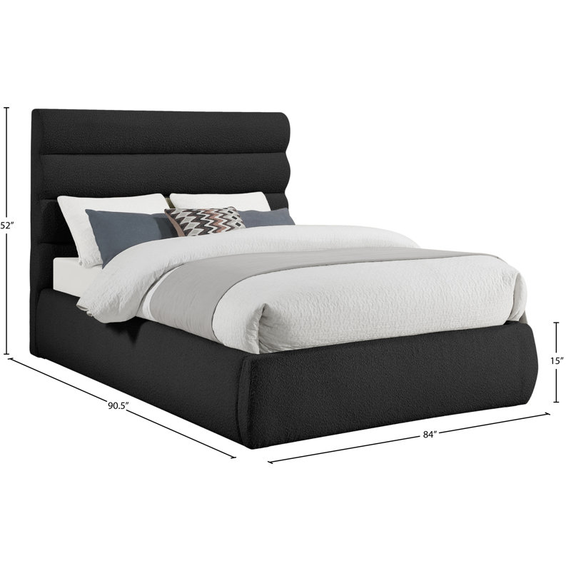 Lit en tissu Adam Boucle, Très grand, Tissu bouclé noir