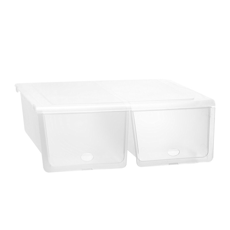 Closet Storage Organizer Double Shoe Box with Hinged Lid