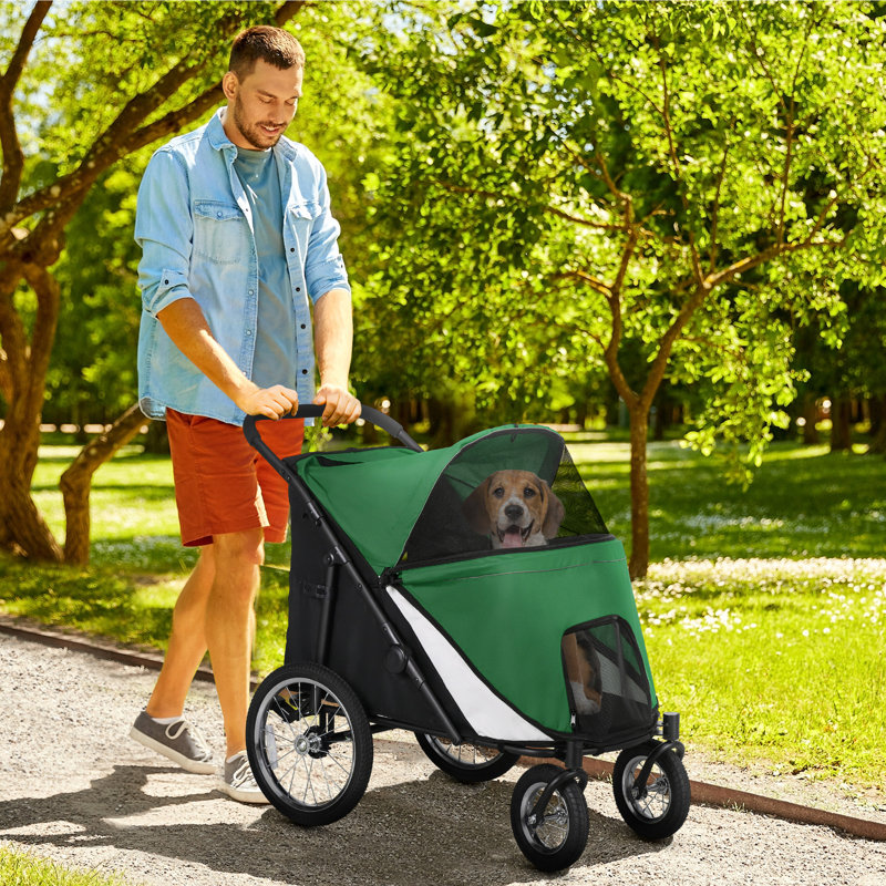 Foldable Pet Stroller, Green