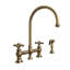 Whitehaus Collection Bridge Faucet with Long Gooseneck Swivel Spout, Lever Handles and Solid Brass Side Spray-1319394650-1313783638