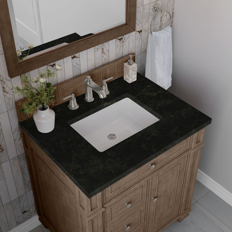 Bristol 30'' W Single Vanity, Whitewashed Walnut, 8" Widespread, Phantome Eclos