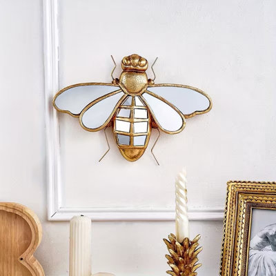Mirrored Bee Wall Accent Mirror Insect Glam