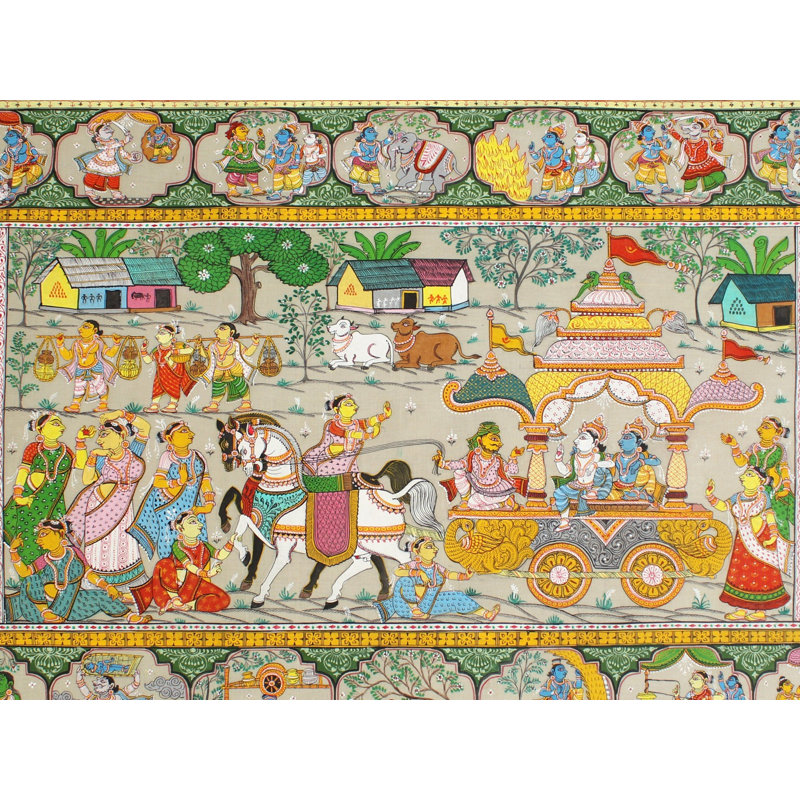 Shri Kirshna Mathura Vijay Stories, peinture | Peinture de Patta sur soie de tussar