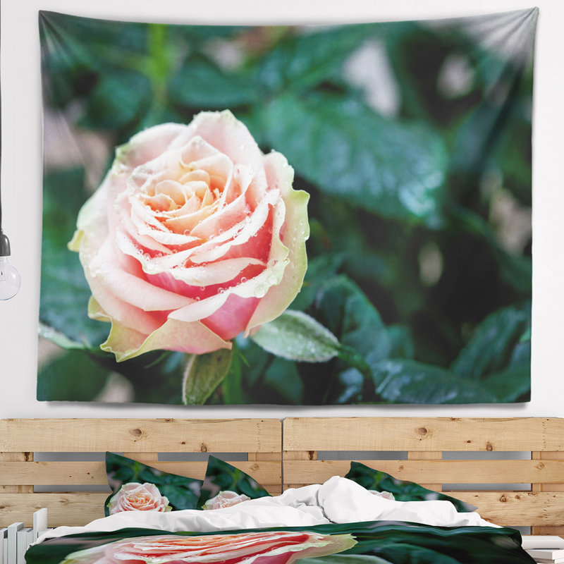 Tapisserie de fleurs à clôturer floral rouge et orange rose, H 78 po x l 92 po