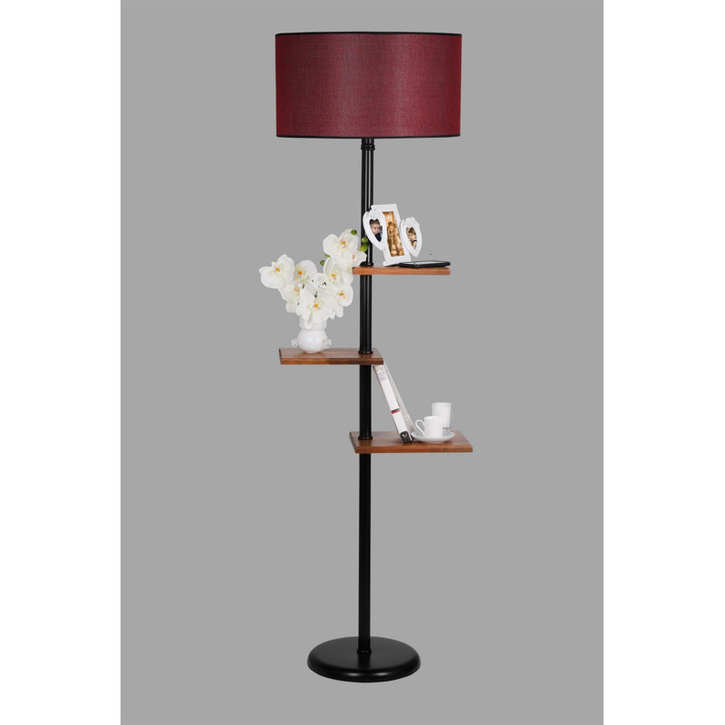 Lampe de table sur pied 64 po Rupani, Rouge bordeaux, Noir