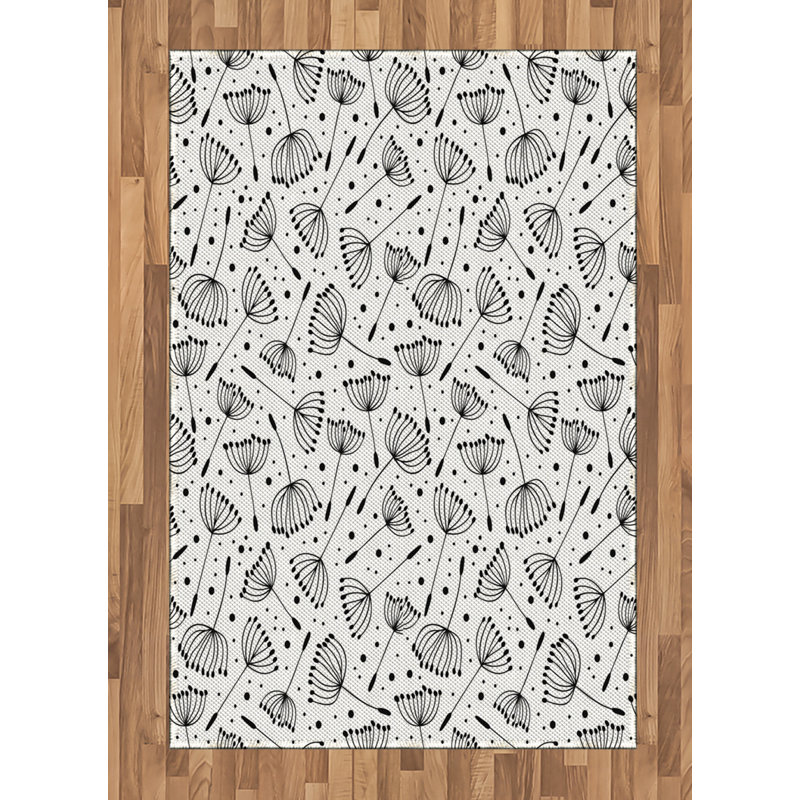 Floral High Density Long Fiber Poly Threads Decorative Area Rug Carpet, Rectangle 4' x 5'8"