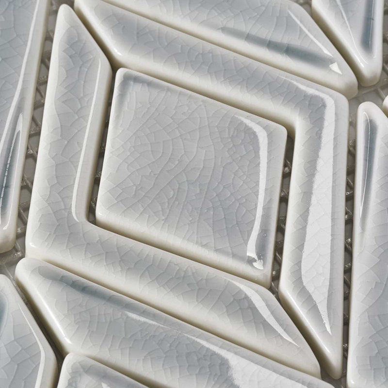 Nabi Jewel 3D Glossy Glass Mosaic Tile, Arctic Blue