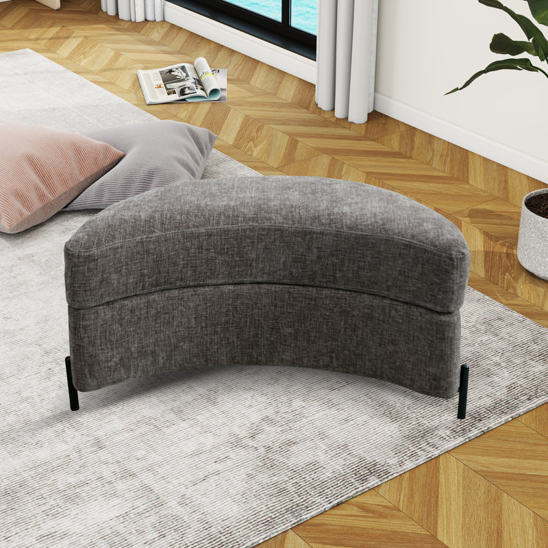 Achorn Upholstered Ottoman, Gray Chenille