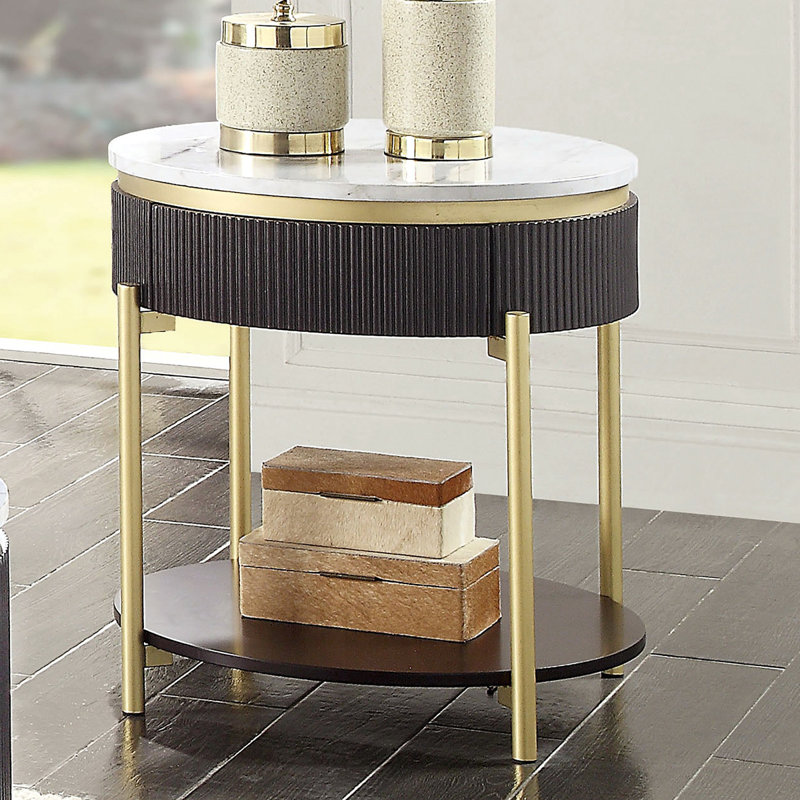 Table de bout 1Pc, Noir / noyer foncé