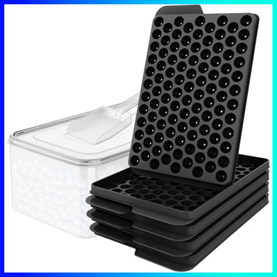 4-Pack Mini Ice Cube Trays With Lids – Make Tiny Round Pebble & Crushed Nugget Ice For Cocktails, Iced Coffee, Smoothies & More! Perfect For Freezer, Fits In Cups & Tumblers (0.55In) – Keep Drinks Cold Without Diluting Flavor
