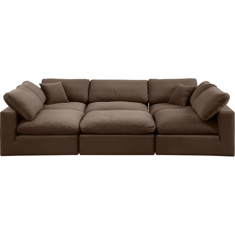 Hocroft Velvet U-Shaped Sectional Reversible, Brown Velvet