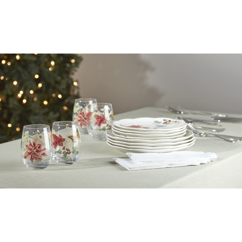 Lenox Butterfly Meadow Holiday Stemless Wine Glasses, Set Of 4