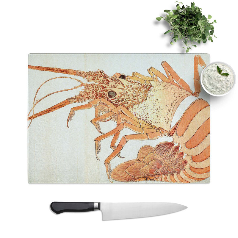 Glass Lobster by Katsushika Hokusai Chopping Board, 39 cm W x 28.5 cm L