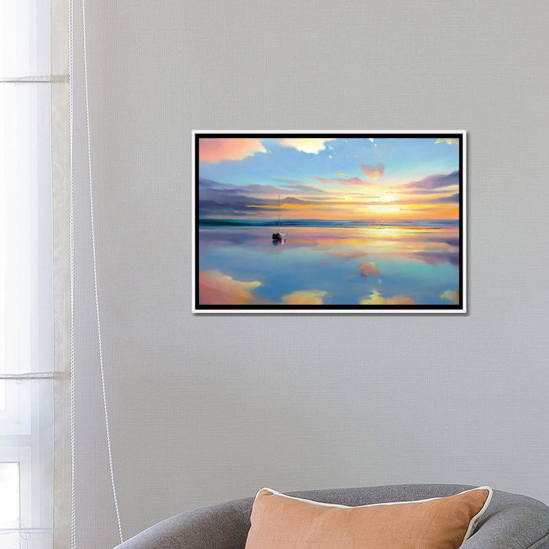 Where Sky Meets Water, No Mat, White Floater Framed Canvas, 18" H x 26" W x 1.5" D