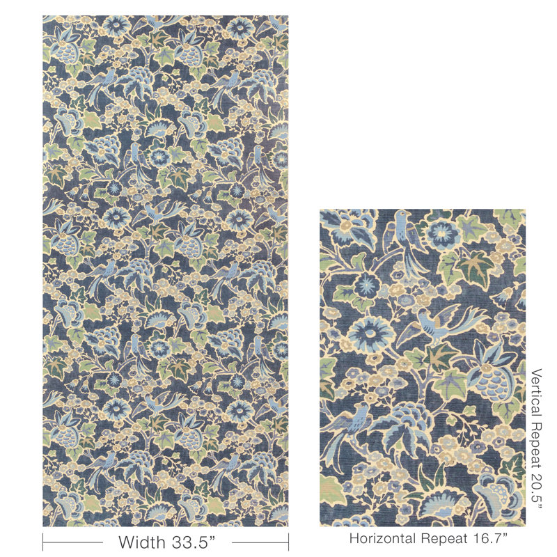 Garden Walk Posy Floral Sisal Untrimmed Roll, Denim/Slate