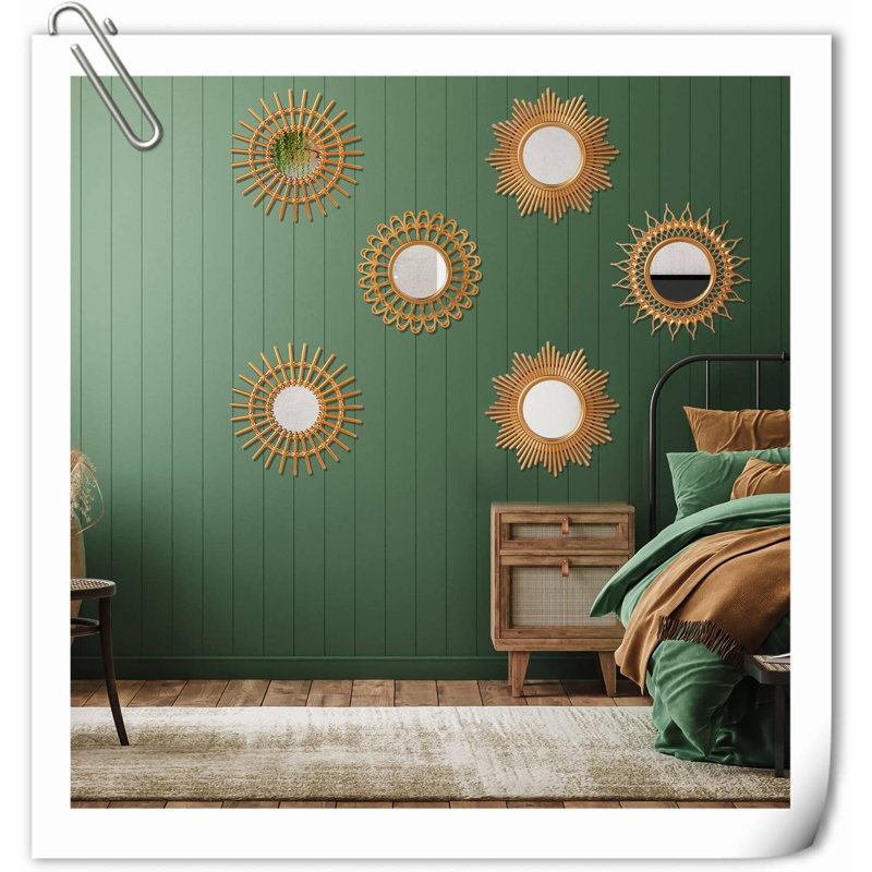 6 miroirs décoratifs muraux, petits miroirs solaires en forme de cercle Espejos