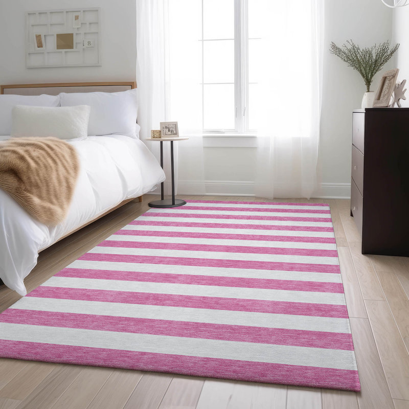Tapis rose Cerrito AMF528 lavable à la machine de qualité supérieure, Rectangle 10 pi x 14 pi