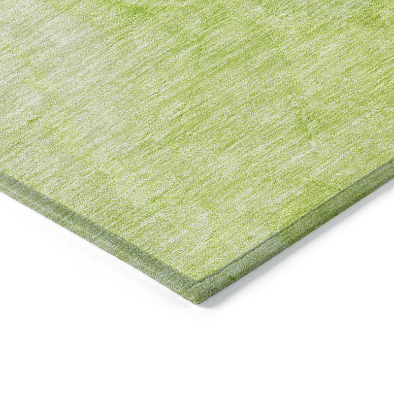 HomeRoots 5' X 8' Artichoke Green And Lime Green Nautical Washable Indoor Outdoor Area Rug