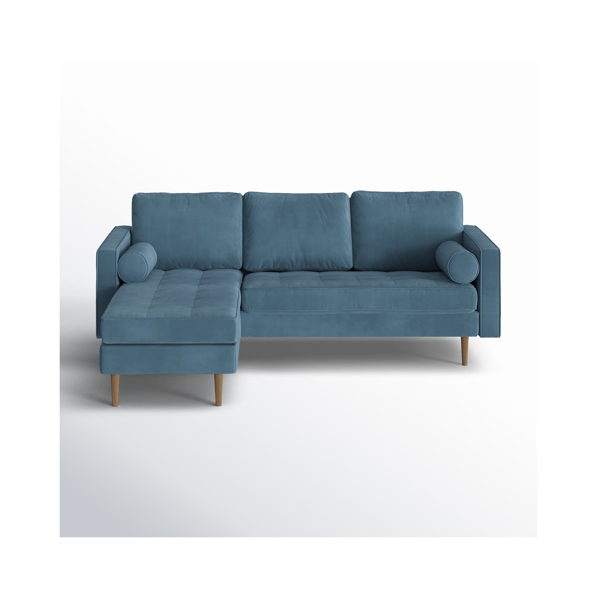 Geo 84" Wide Reversible Sofa and Chaise, Bella Ocean Performance Velvet