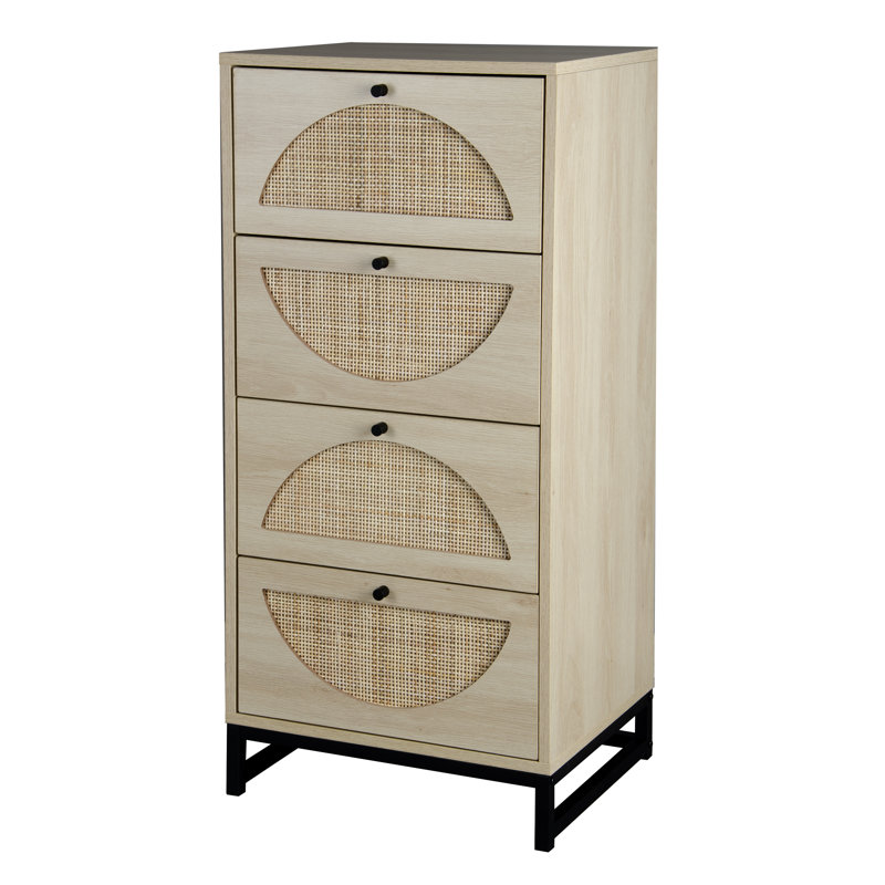 Armoire avec 4 tiroirs en rotin naturel