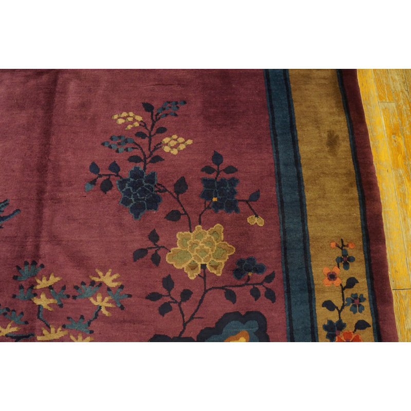 Purple Antique Floral Art Deco Chinese Carpet