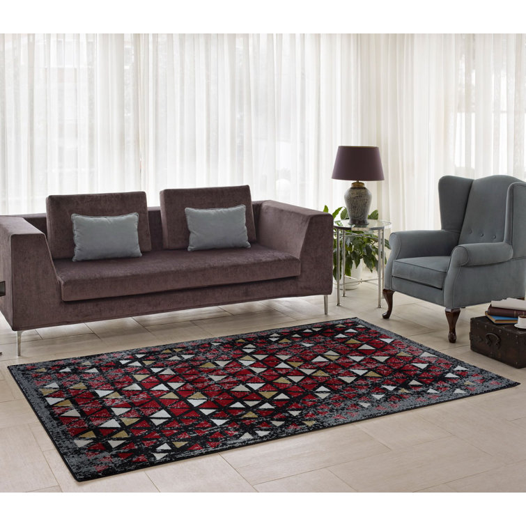 Tapis géométrique rouge Finley