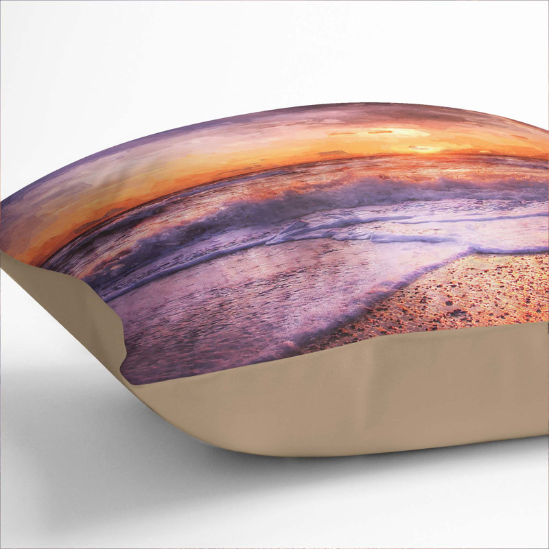 Sunset upon the Beach in Denmark Cushion with Filling, 40cm H x 40cm W x 15cm D, Stone