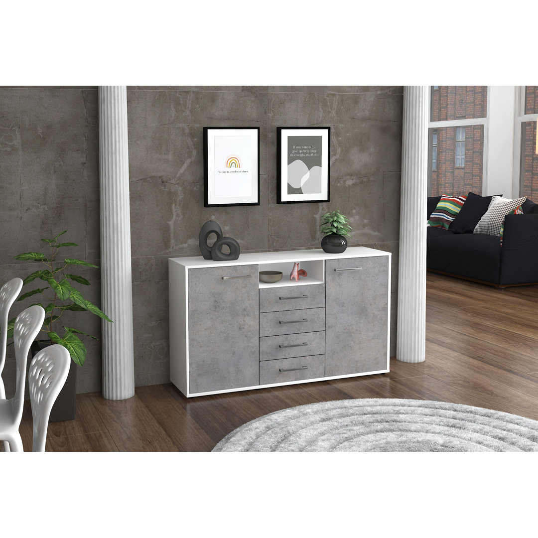 Sideboard Donnice (136 x 79 x 35 cm), einschließlich Metallgriffe